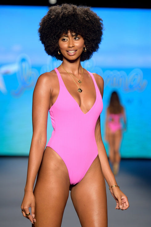 Luli Fama Playa Vibes V Neck One Piece Bodysuit